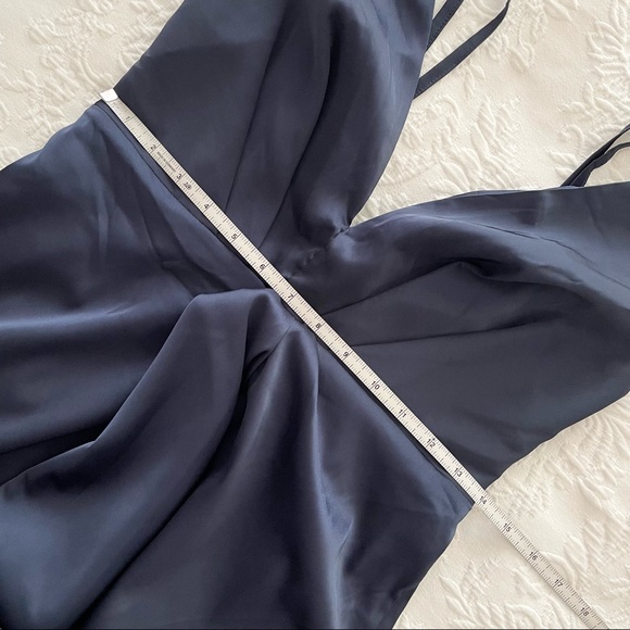 NWOT Lulus Caught Feelings Navy Blue Satin Ruffled Midi Dress Small Medium Large - Picture 13 of 16